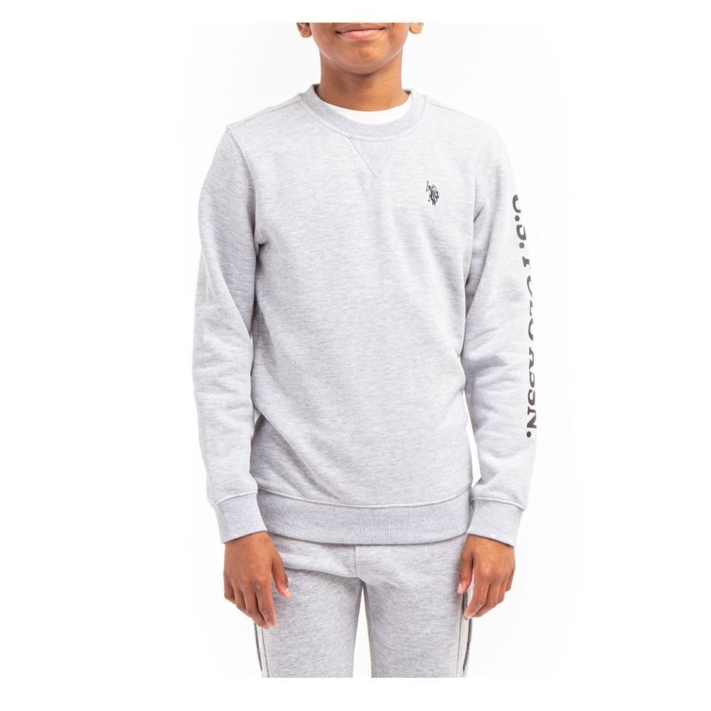 Nwt U.S. Polo Assn. Boys Sz 8 Print Sleeve Fleece Crewneck Sweatshirt